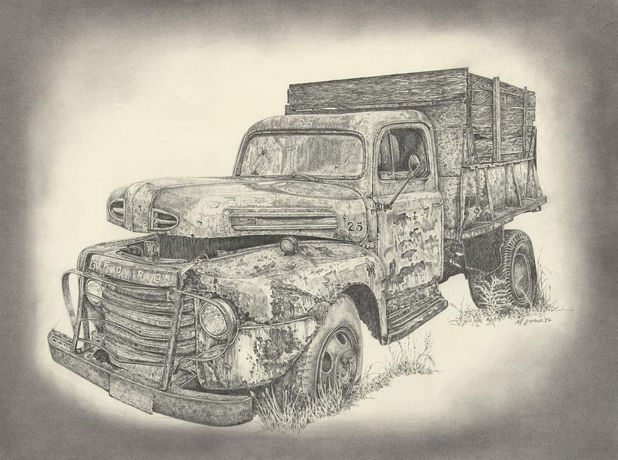 Vintage Ford Drawing by Michelle Garlock