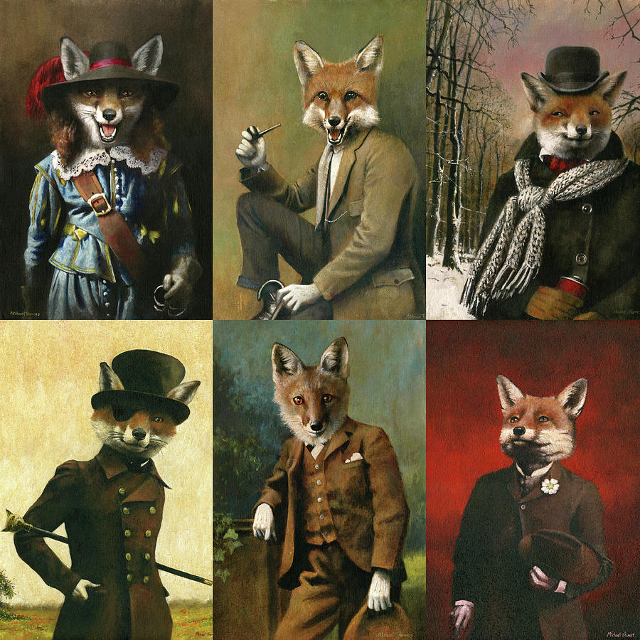 Vintage Foxes Painting by Michael Thomas - Pixels