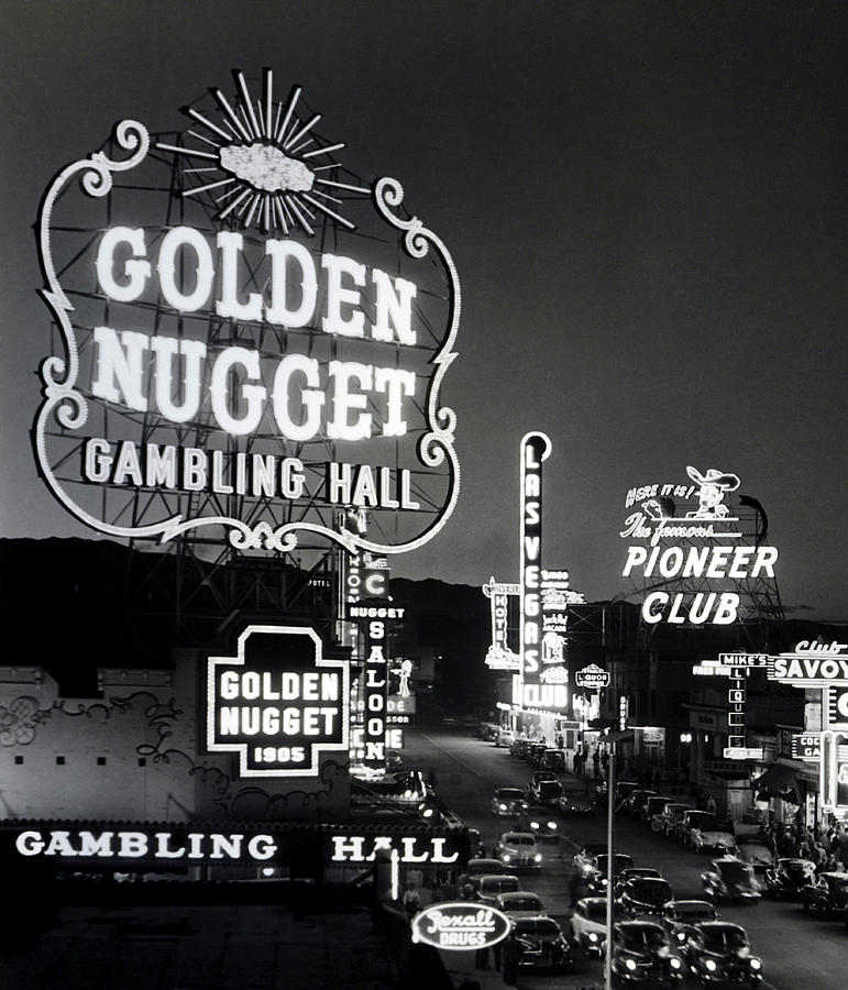 Vintage Fremont Street Downtown Las Vegas c. 1947 Photograph by Daniel ...