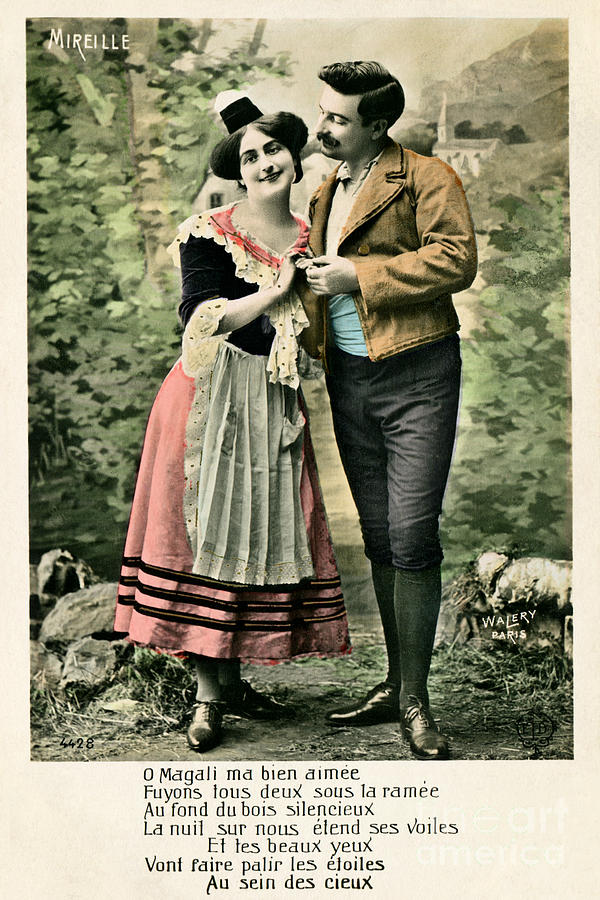 Vintage French couple love poem Photograph by Aapshop
