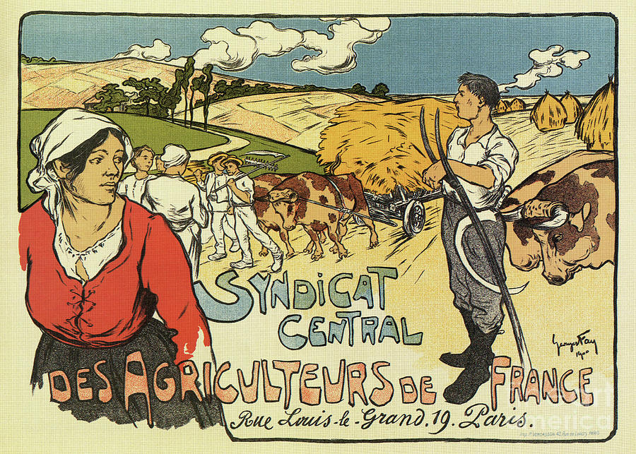 Vintage French farmers union ad Drawing by Heidi De Leeuw