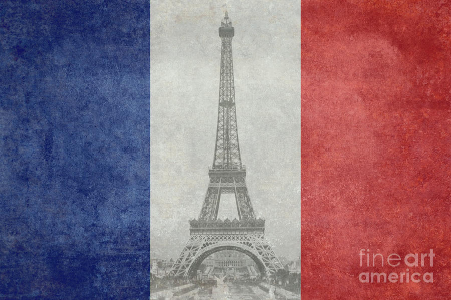 Vintage French Flag with Eiffel Tower Photograph by Sterling Gold