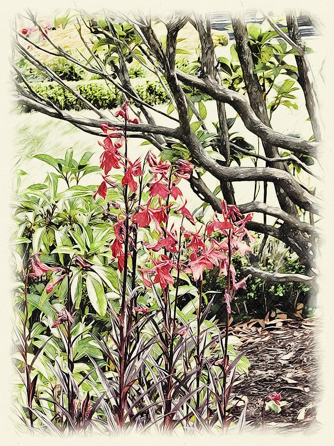 Vintage Garden series - Petals and Branches Mixed Media by Bonnie Bruno