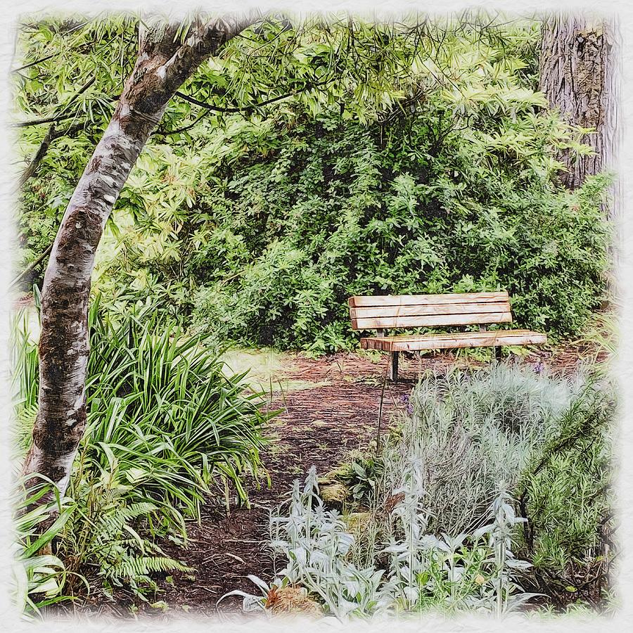 Vintage Garden series - Sit Awhile Mixed Media by Bonnie Bruno