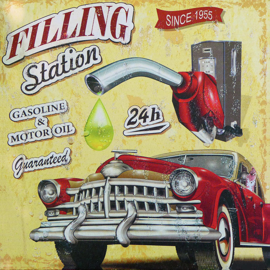 Vintage Gas Station Sign. Drawing