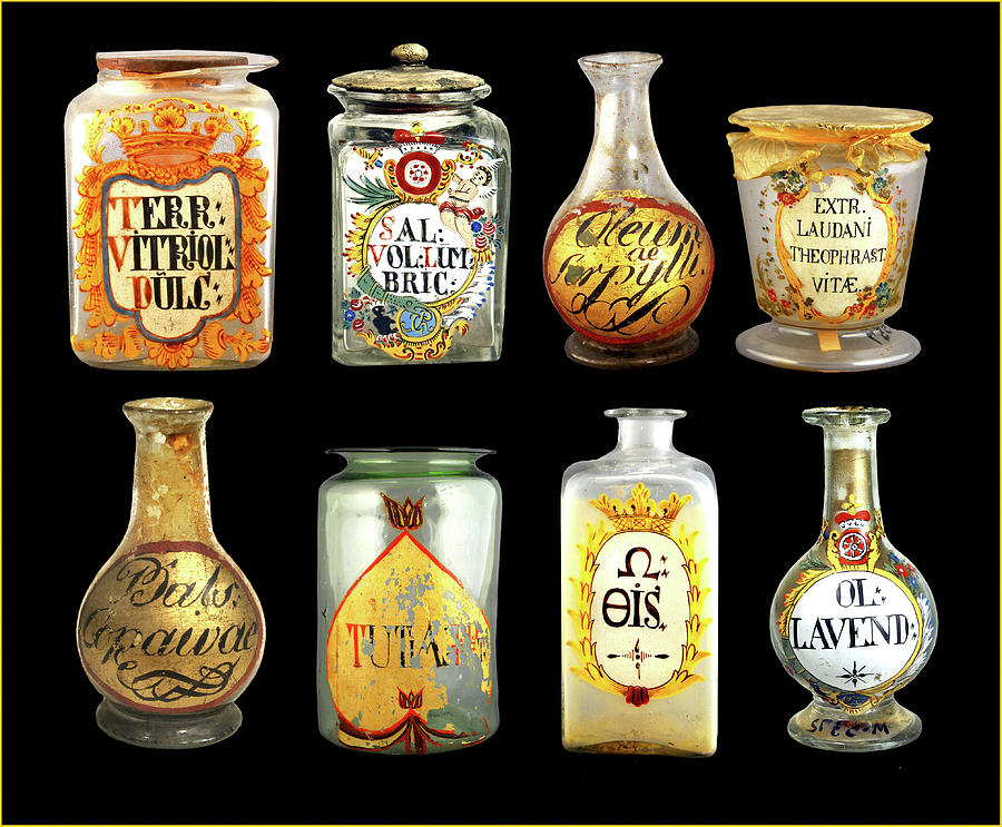 Vintage Glass Apothecary Collection Digital Art by Lorena Cassady