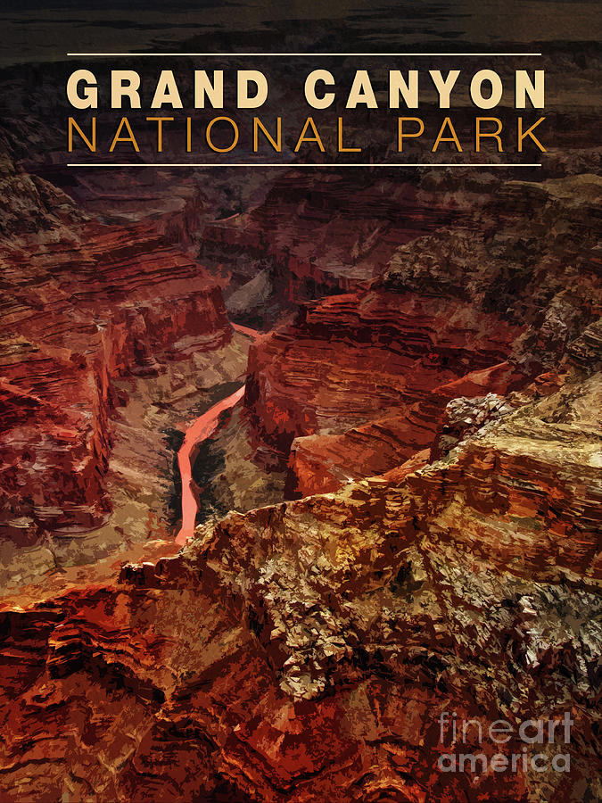 Vintage Grand Canyon Poster National Park Design Digital Art by GnG ...