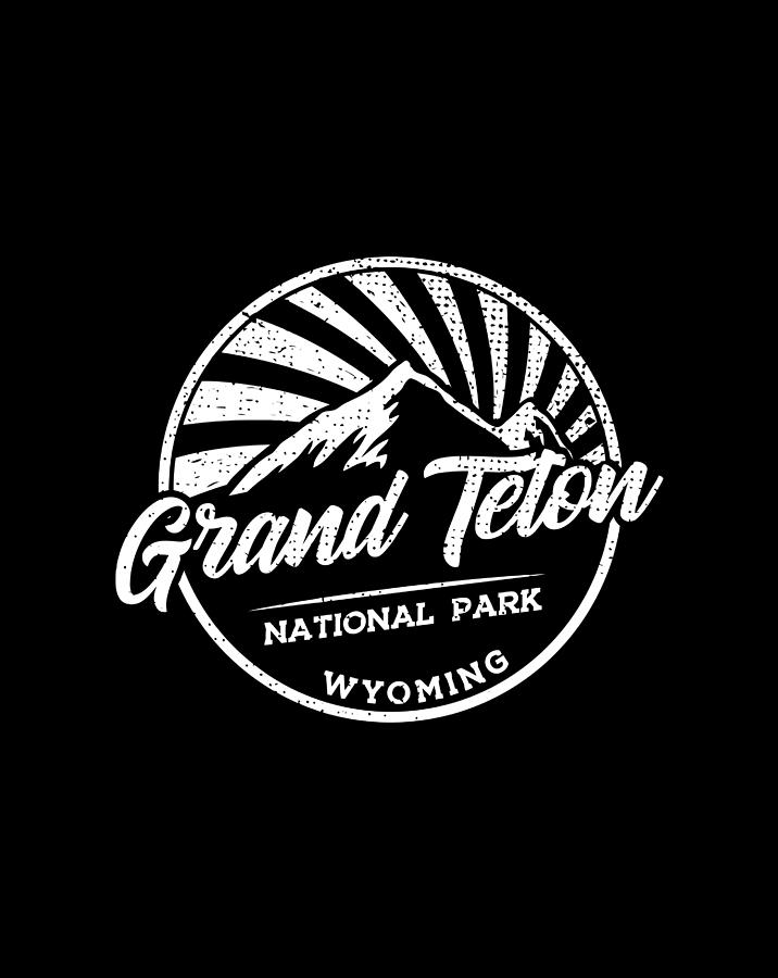 Vintage Grand Teton National Park National Park Graphic Drawing by Lucy ...