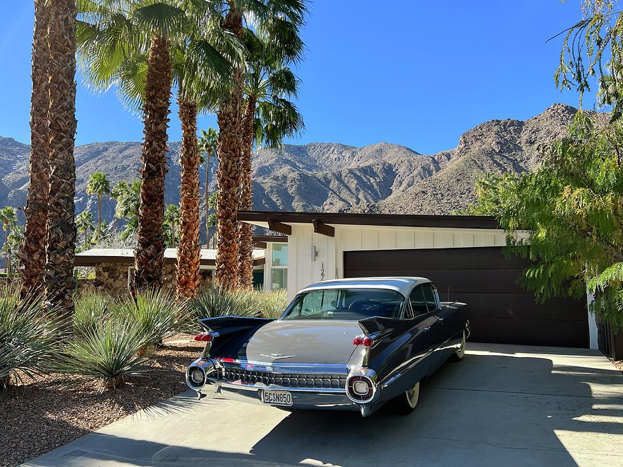 Vintage Photograph - Vintage Gray Cadillac in Palm Springs by Matthew Bamberg