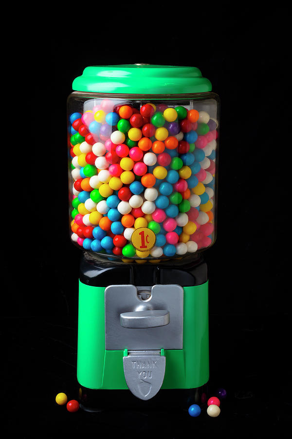 Candy Photograph - Vintage Green Gumball Machine by Garry Gay