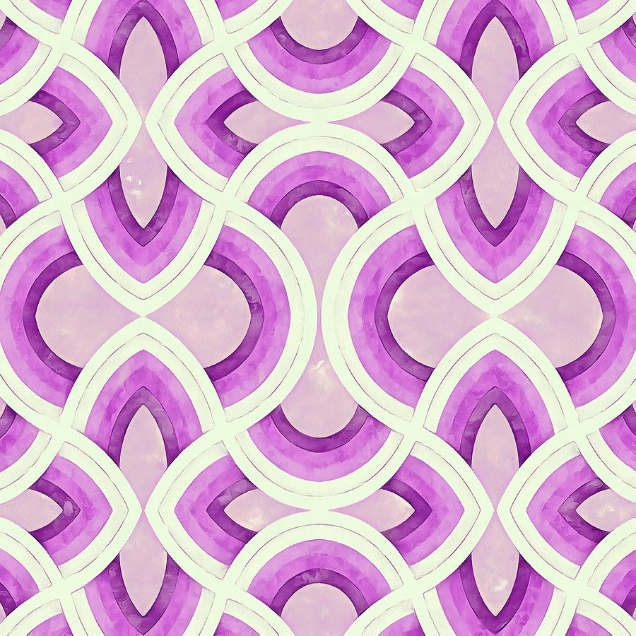 Vintage Groovy Rainbow Pattern In Purple Lilac And Mauve Digital Art By 