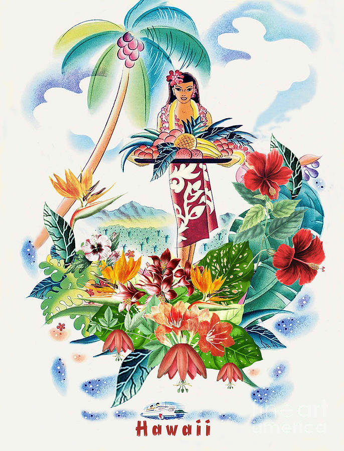 Vintage Hawaiian Travel Poster Digital Art by J Marielle