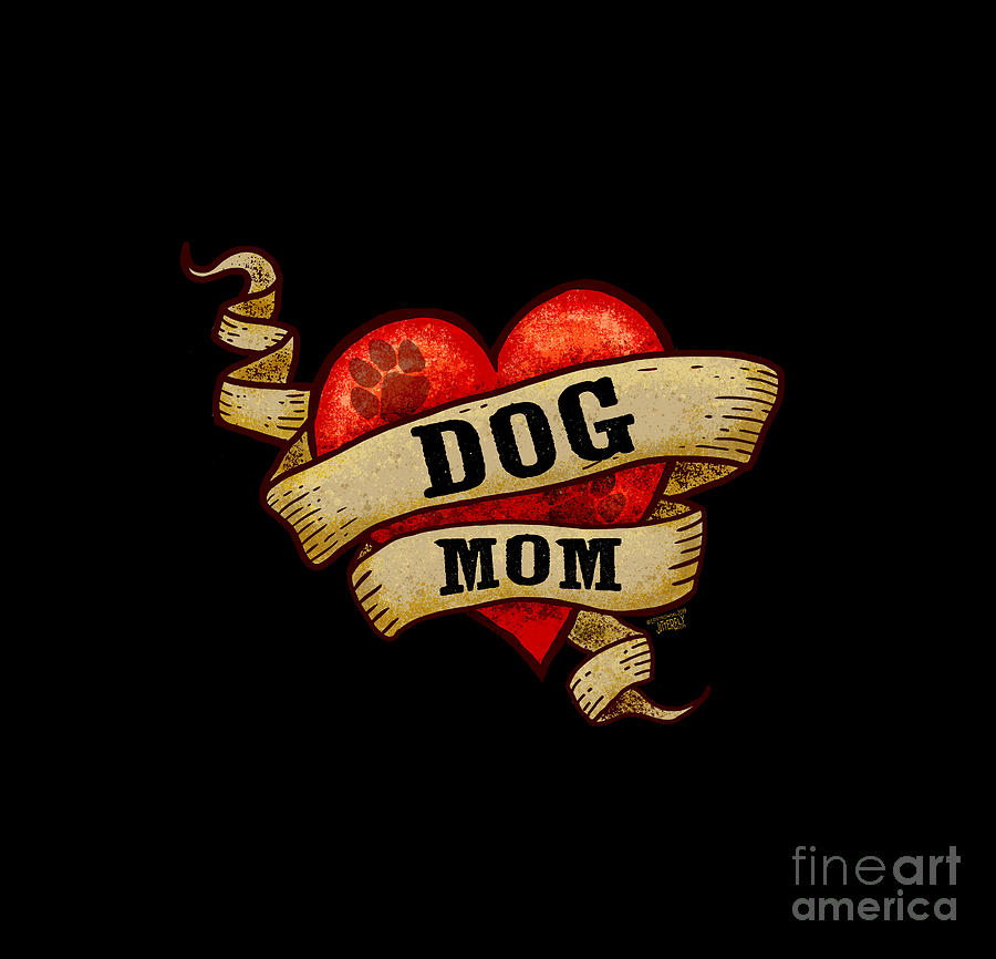 Vintage Heart Dog Mom Digital Art by Laura Ostrowski