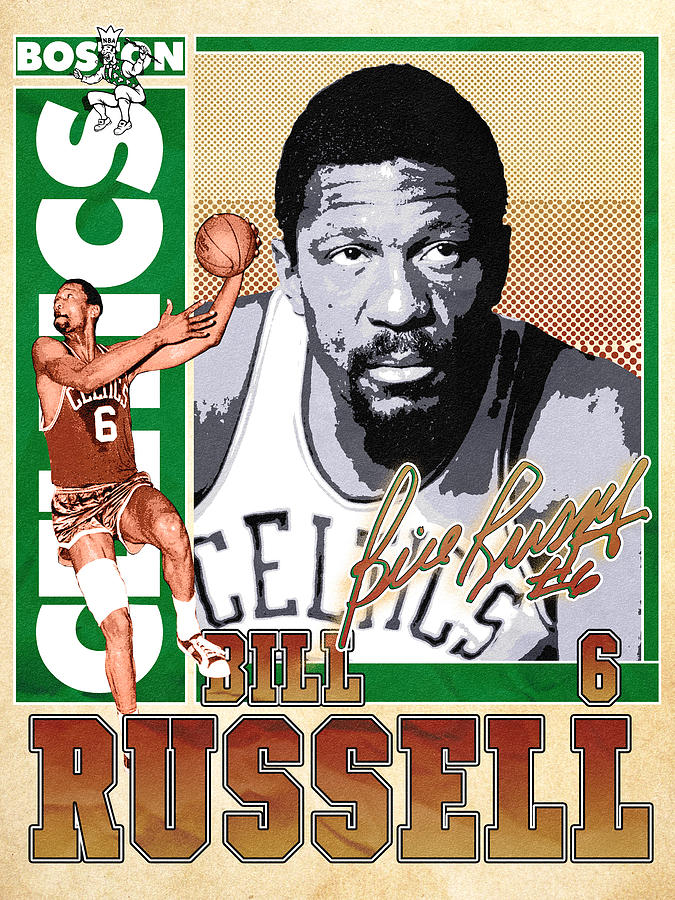 Vintage Heroes -Bill Russell Poster Version Digital Art by Farly Datau