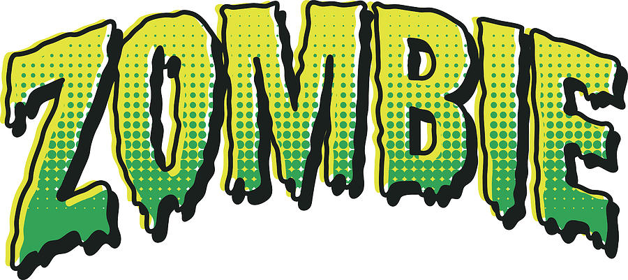 Vintage Horror Comic Book Lettering: ZOMBIE Drawing by Bortonia