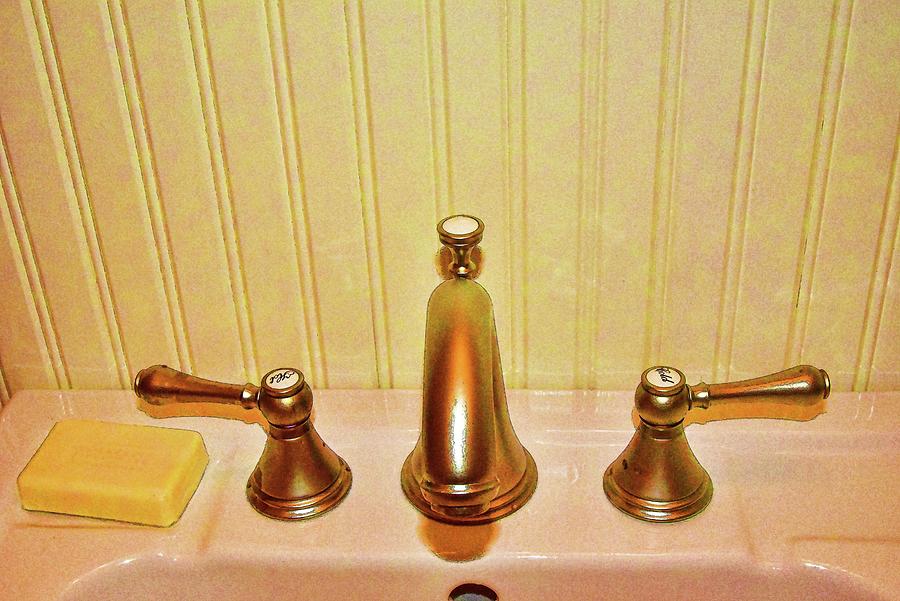 Vintage Hot and Cold Bathroom Faucets Digital Art by Linda Brody