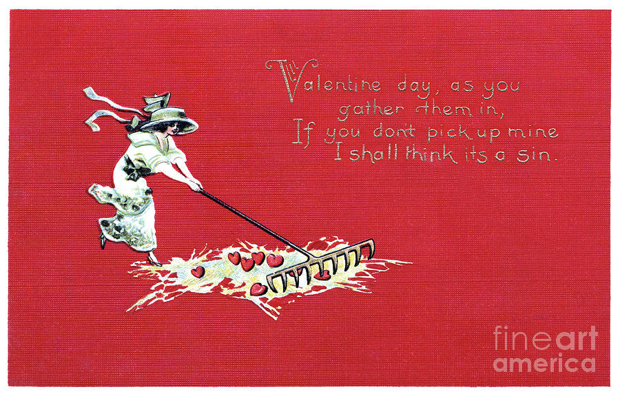 Vintage illustration Valentine Hearts Drawing by Pete Klinger