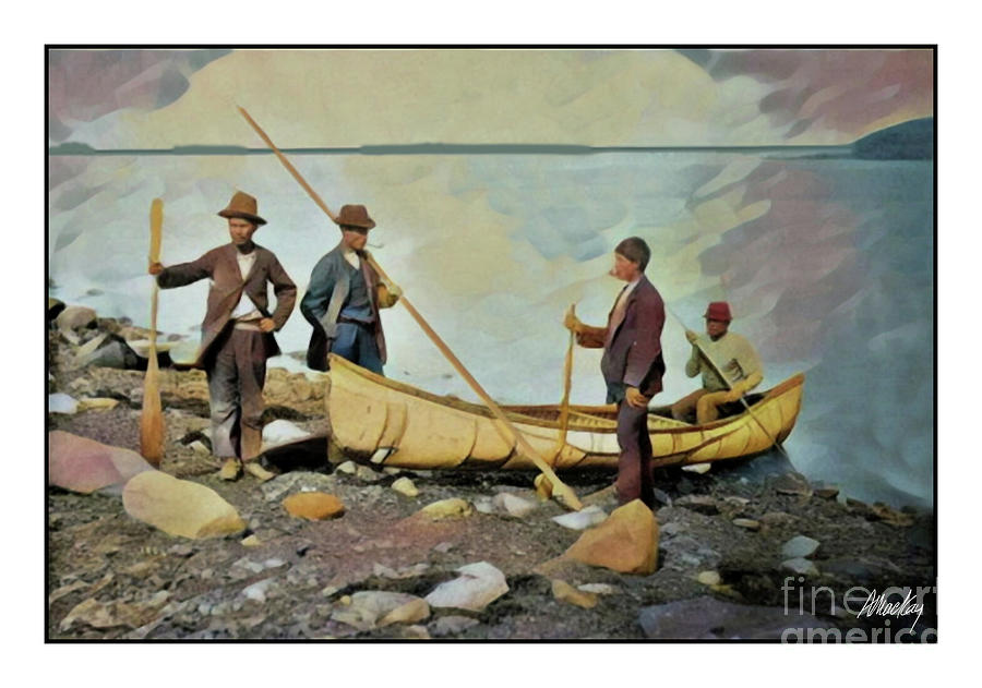 Vintage Image of Passamaquoddy Porpoise Hunting Canoe Digital Art by Art MacKay