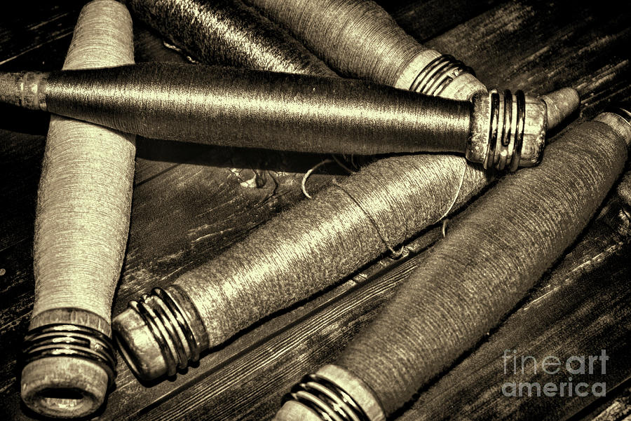 Vintage Industrial Sewing Spools retro style Photograph by Paul Ward
