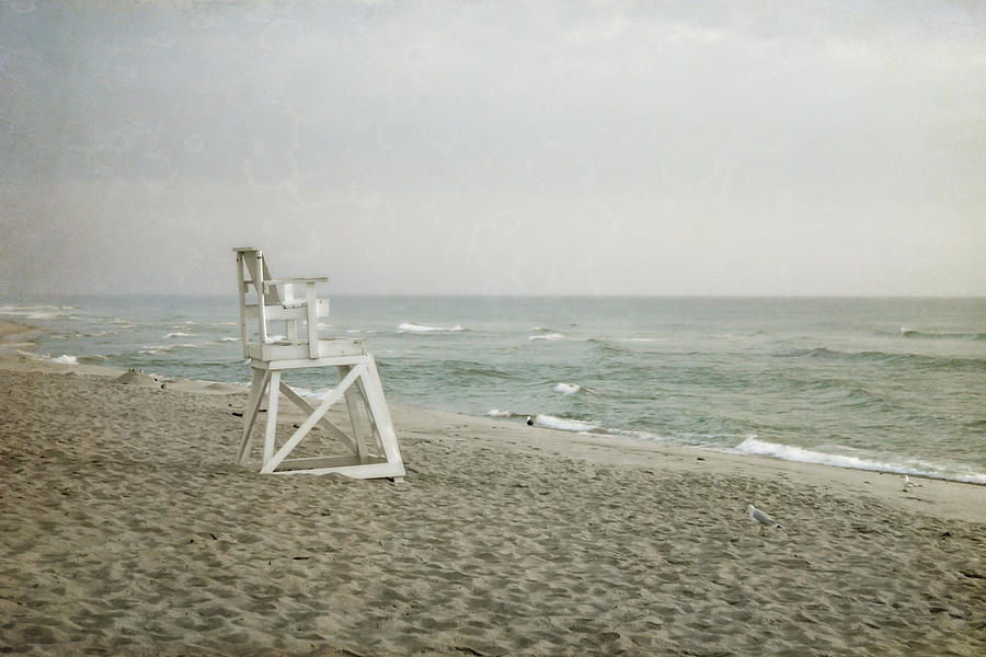 Vintage Inspired Beach with Lifeguard Chair Photograph by Brooke T Ryan