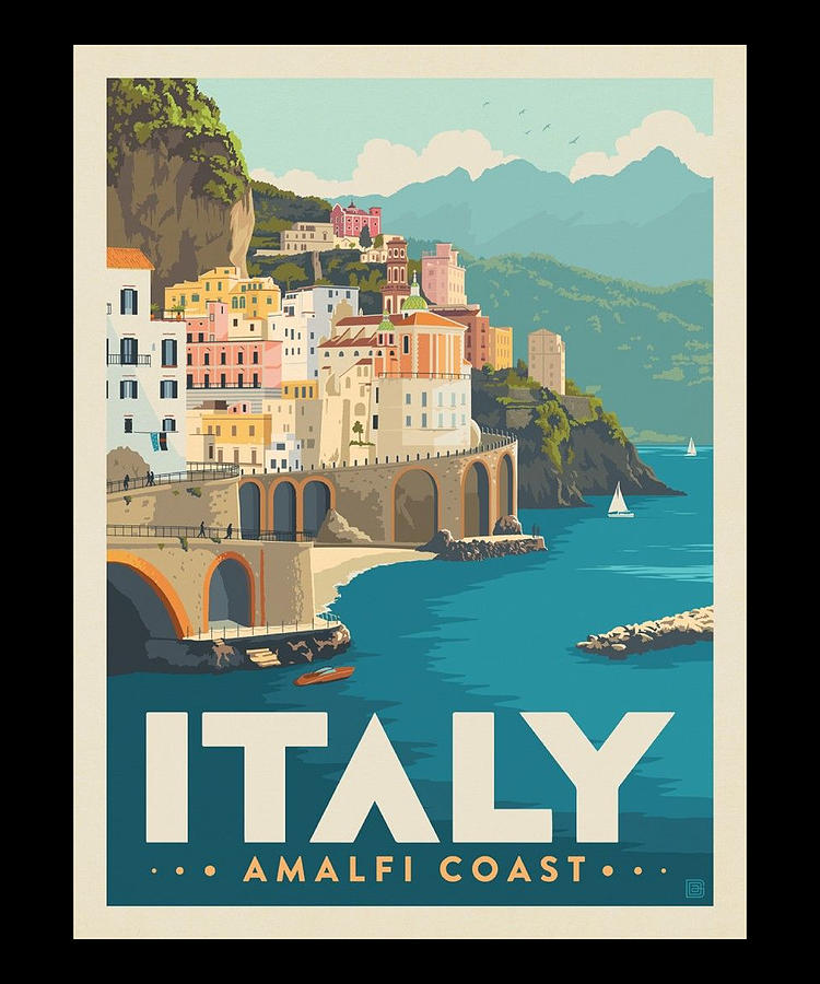 Visitez The Amalfi Coast Italie Vintage E.N.I.T Affiche de Voyage 