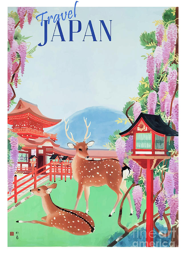 Vintage Mixed Media - Vintage Japan Travel Poster by Luminosity
