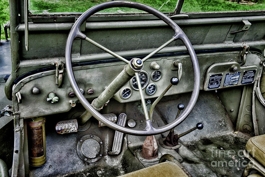 Vintage Jeep Steering Wheel Photograph by Paul Ward