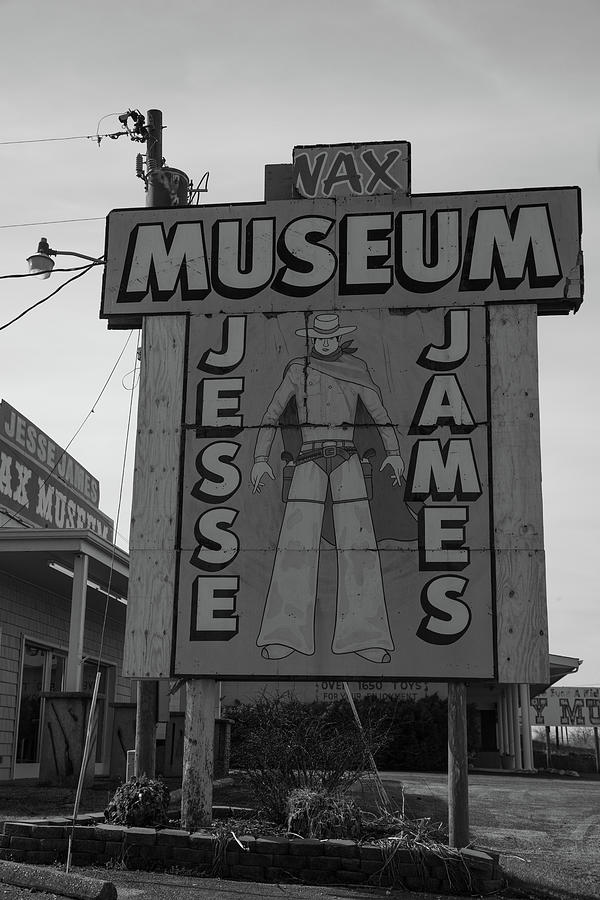  Vintage Jess James Was Museum on Historic Route 66 in Missouri in black and white Photograph by Eldon McGraw
