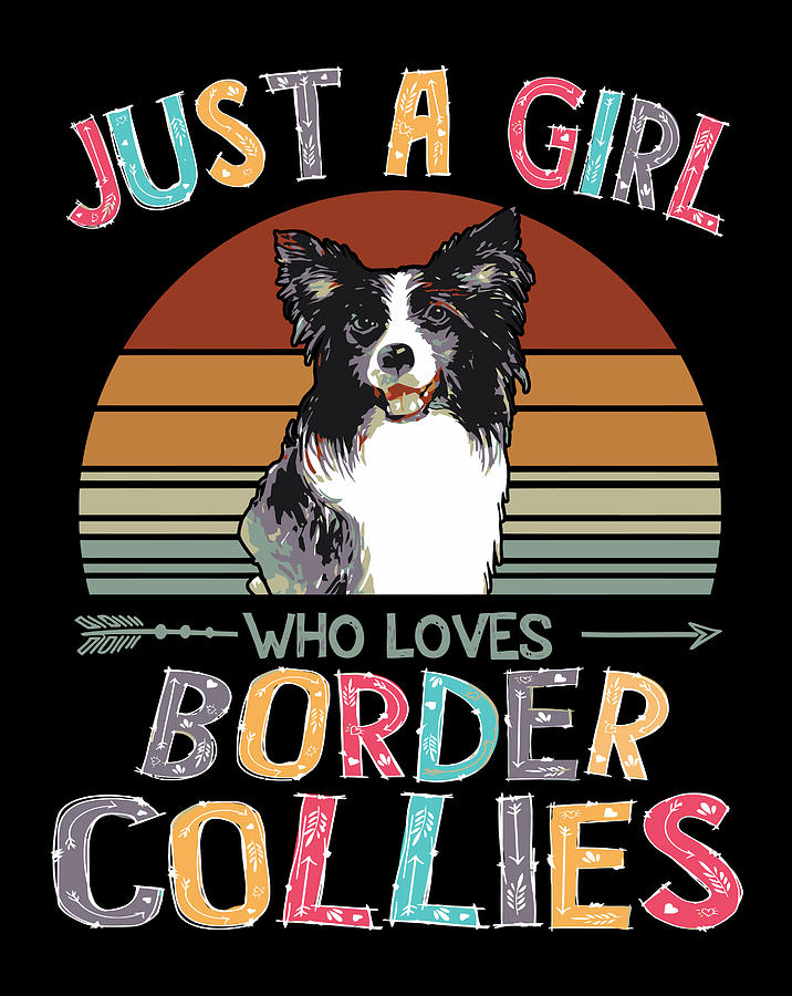 Vintage Just A Girl Who Loves Border Collies Dog Lovers Gift Drawing by ...