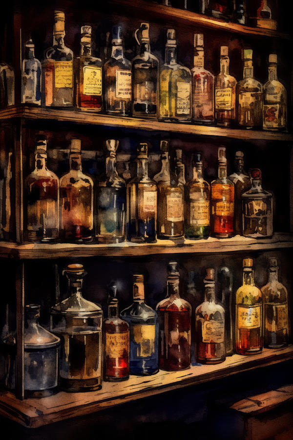 Vintage liquor bottles Digital Art by James Lloyd Vintage liquor bottles Digital Art by James Lloyd