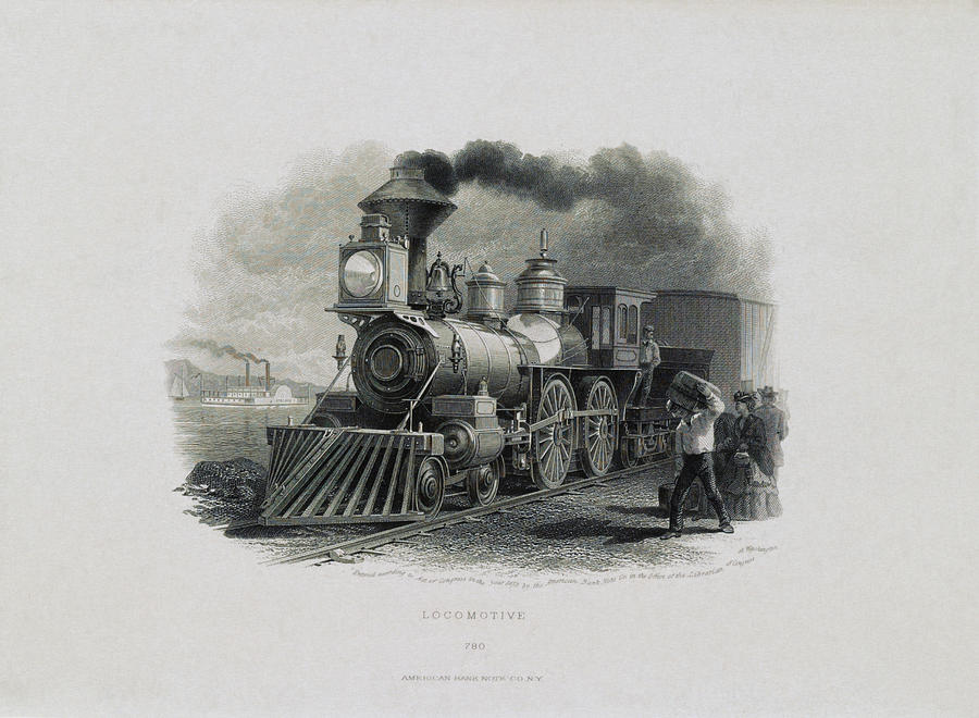 Vintage Locomotive Engraving - Circa 1874  Drawing by War Is Hell Store