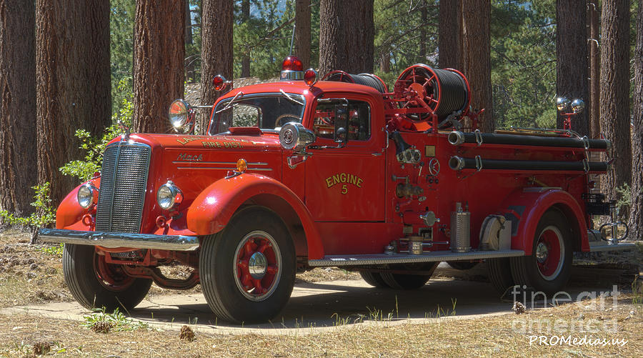 vintage Mack fire engine in El Dorado National Forest Photograph