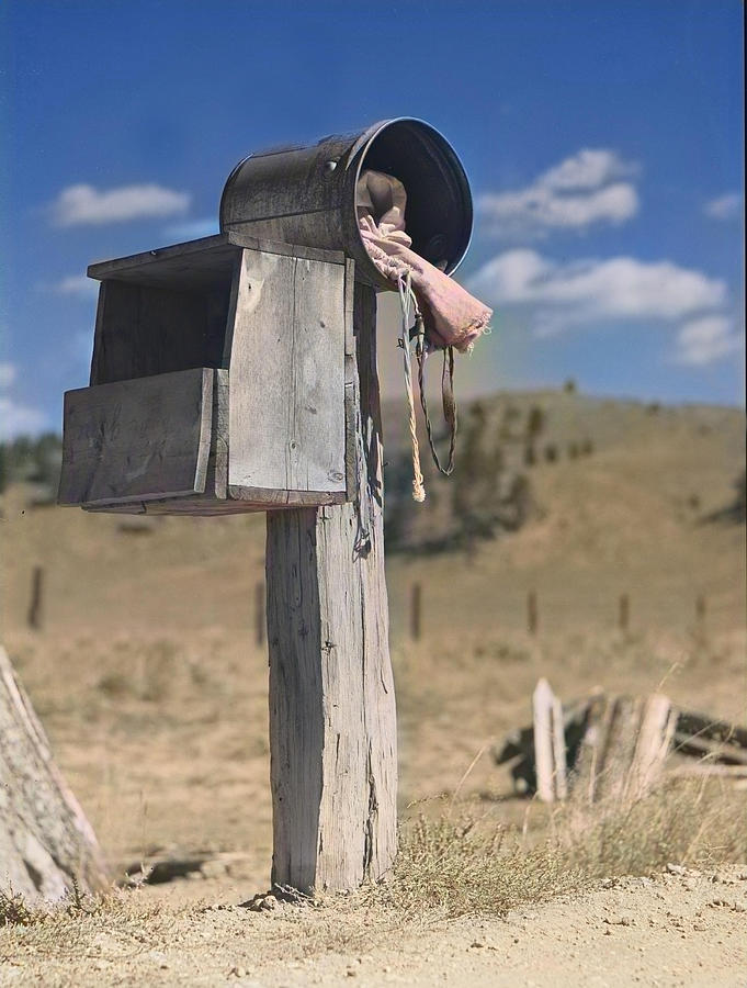 Vintage Mailbox on road near Granby, Colorado Photograph by Marion Post Wolcott
