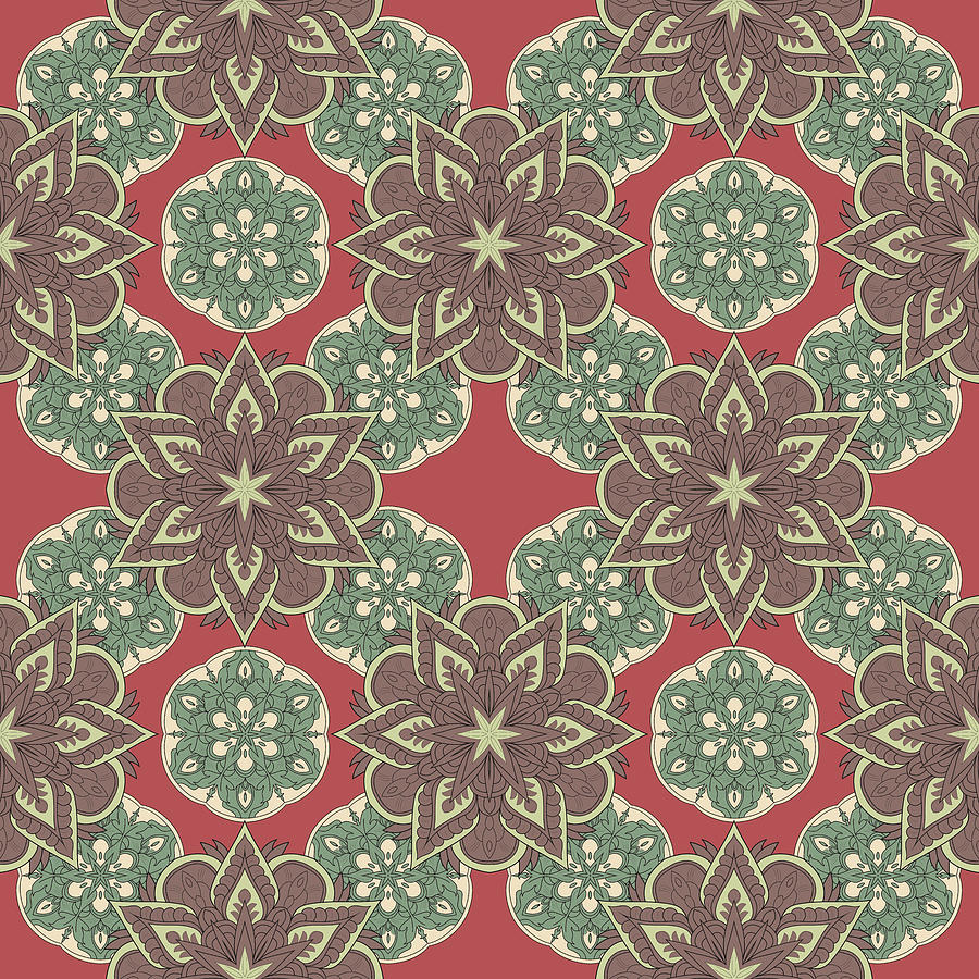 Vintage Mandala Floral Pattern - 04 Digital Art