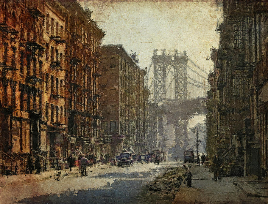 Vintage Manhattan Bridge Painting Painting by Dan Sproul