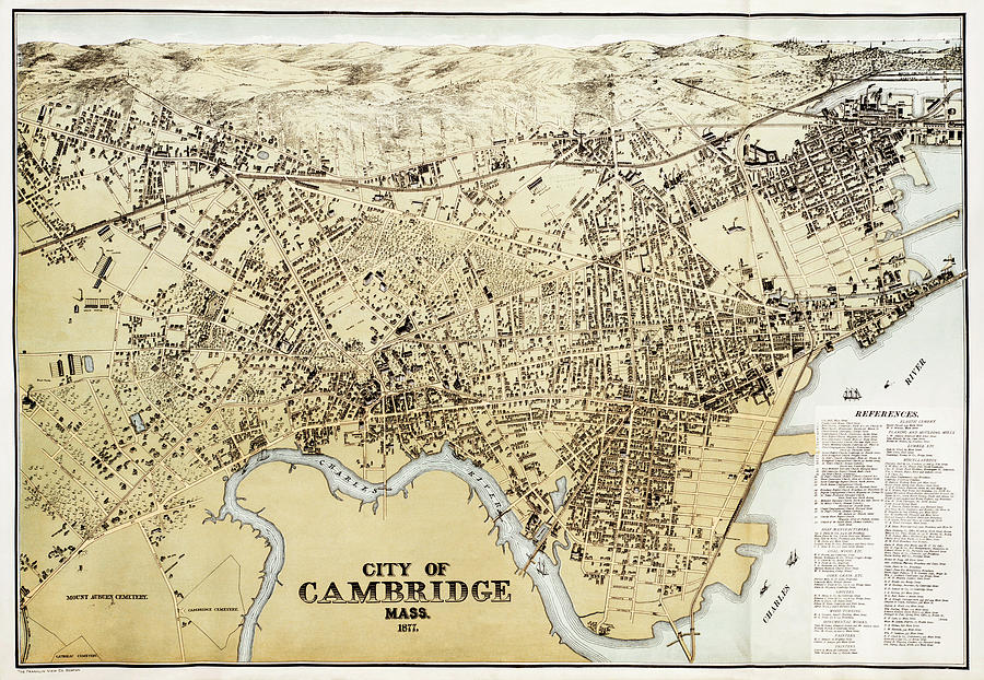 Vintage Map City of Cambridge Massachusetts 1877 Photograph by Carol Japp
