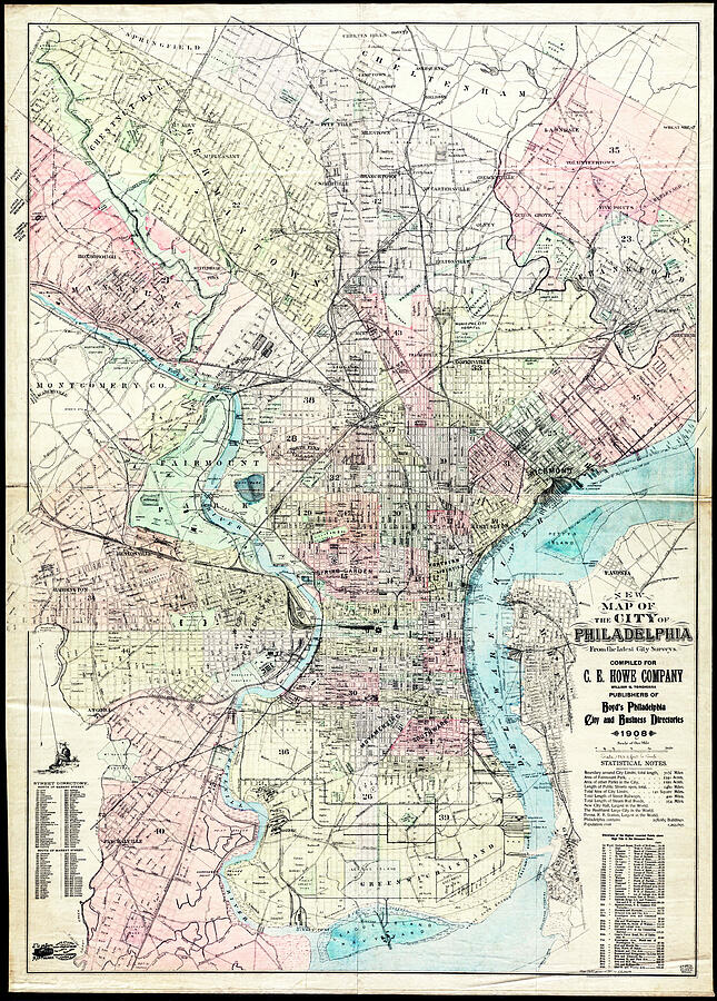 Vintage Map City of Philadelphia Pennsylvania 1908 Photograph by Carol ...