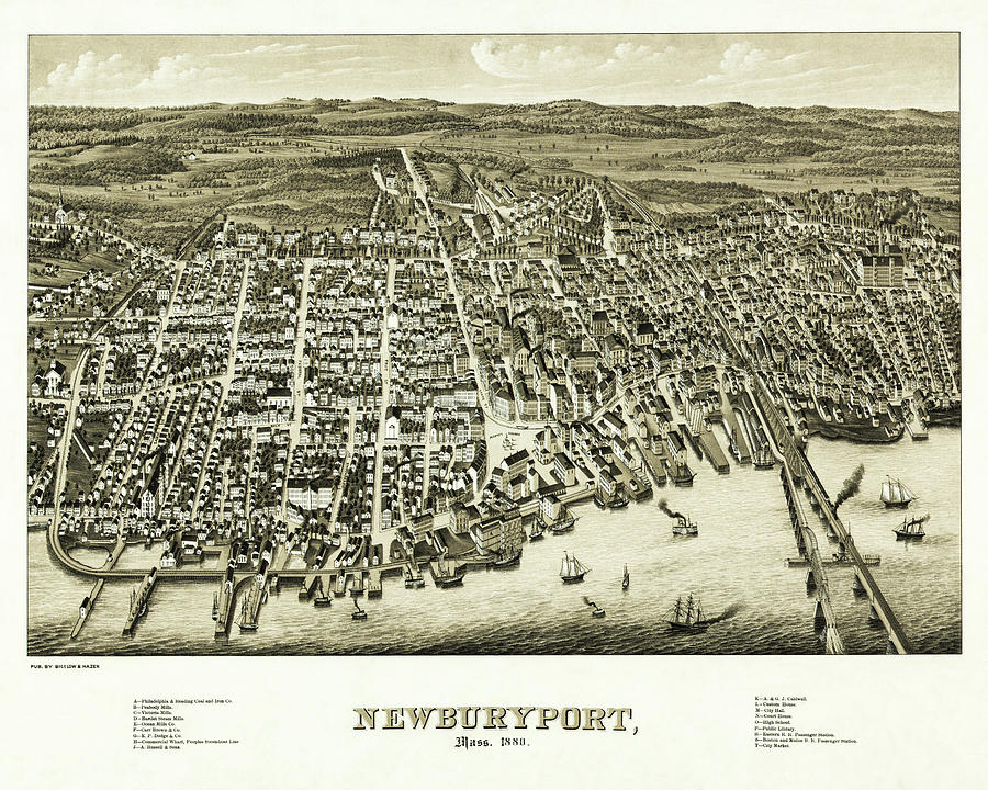 Vintage Photograph - Vintage Map Newburyport Massachusetts 1880 by Carol Japp