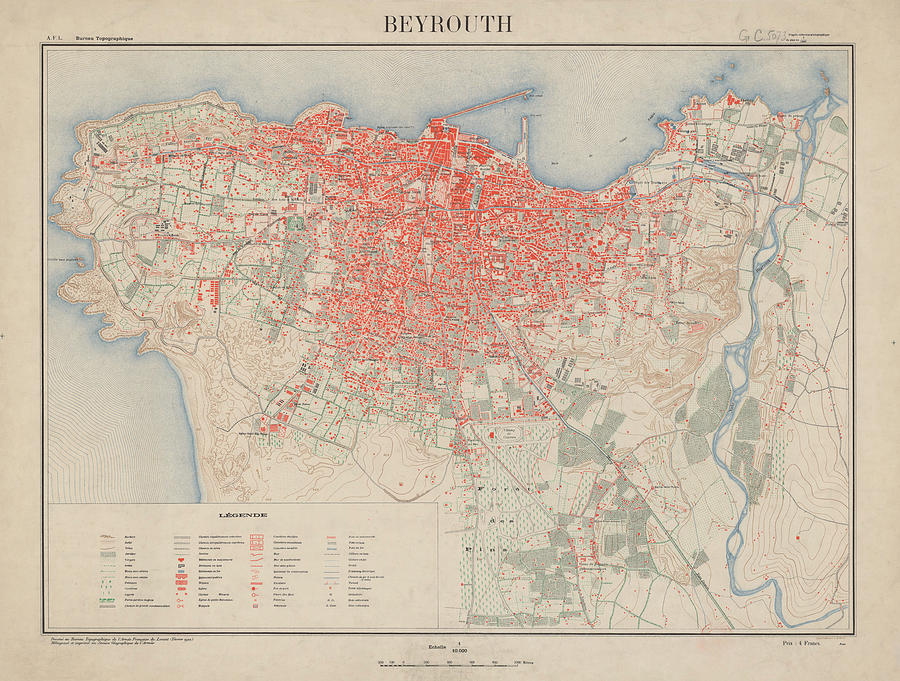Vintage Map of Beirut Lebanon 1922 Drawing by Adam Shaw