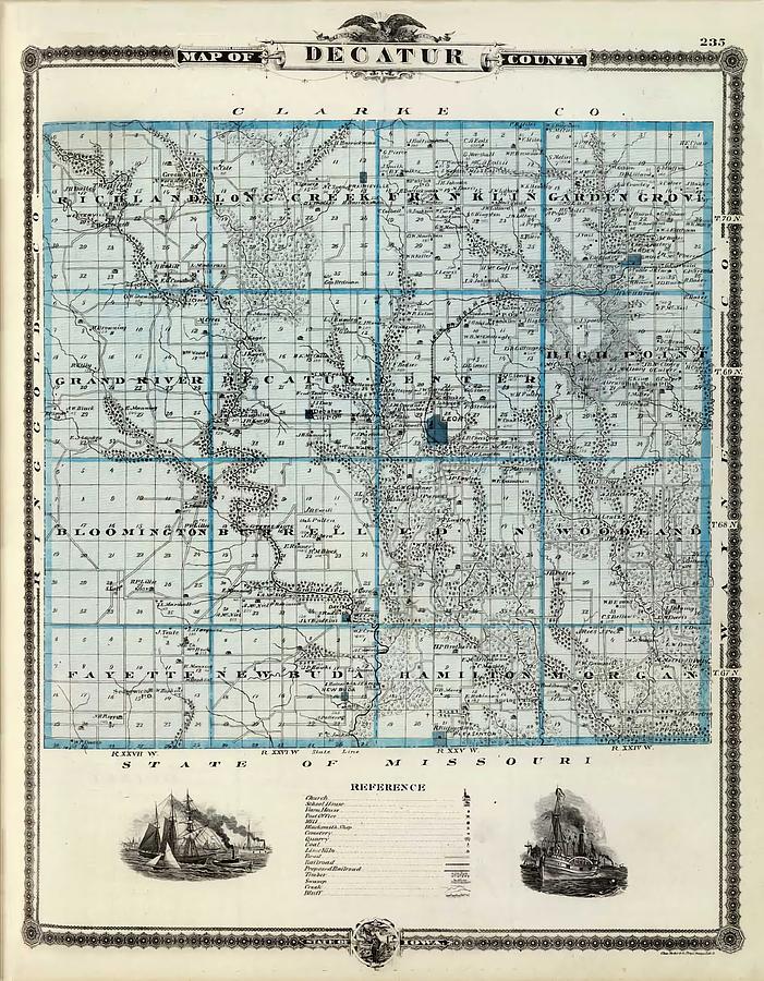 Vintage Map of Decatur County 1894 - Iowa Photograph by Old Vintique ...