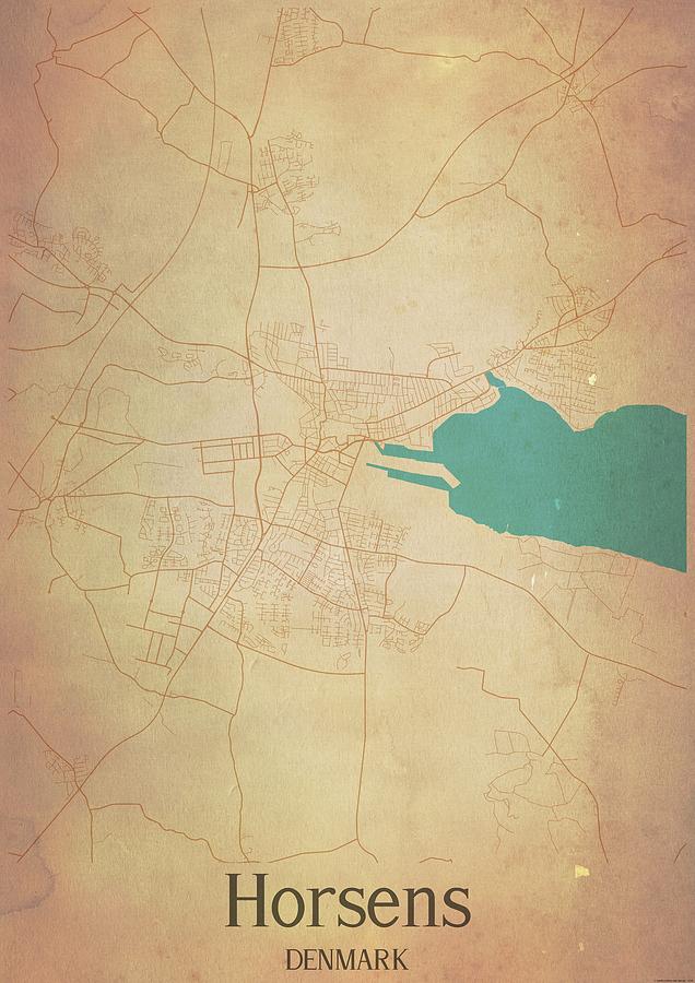 Vintage Map of Horsens Denmark Mixed Media by Sam Wed | Pixels