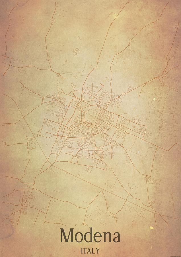 Vintage Map of Modena Italy Mixed Media by Sam Wed - Pixels