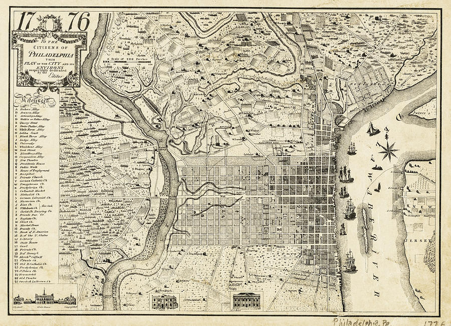 Vintage Map of Philadelphia Pennsylvania 1776 Photograph by Carol Japp