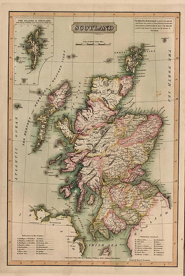 Vintage Map Of Scotland 1814 Poster Painting by Natasha Ben | Pixels