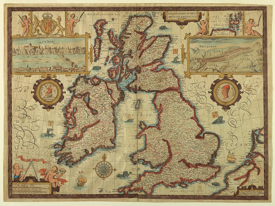 Vintage Map of the British Isles Drawing by Sweet Belle Designs - Fine ...