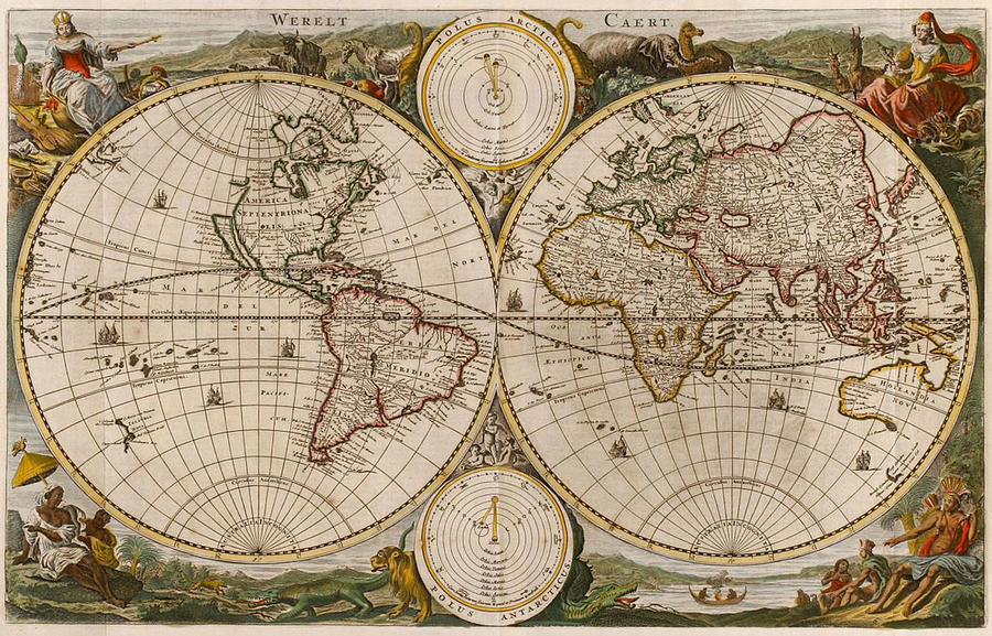 Vintage Map of The World 1672 Digital Art by Dennis Williams - Pixels