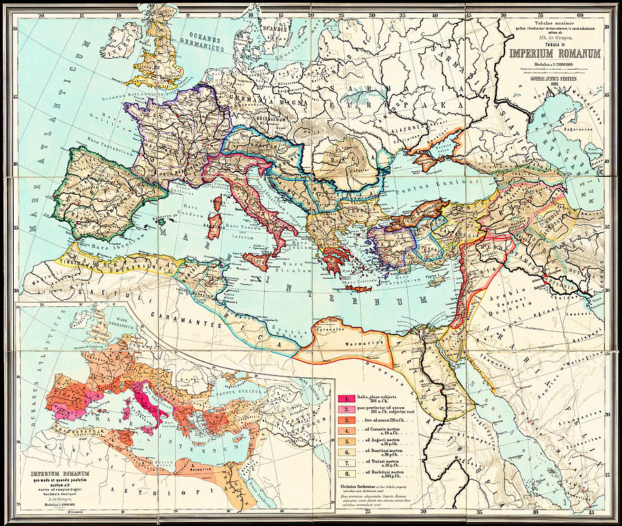 Vintage Map Roman Empire Europe 1889 Photograph by Carol Japp - Fine ...