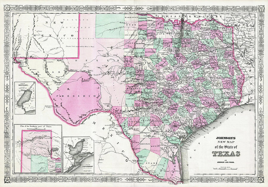 Texas Map Photograph - Vintage Map State of Texas 1866 by Carol Japp