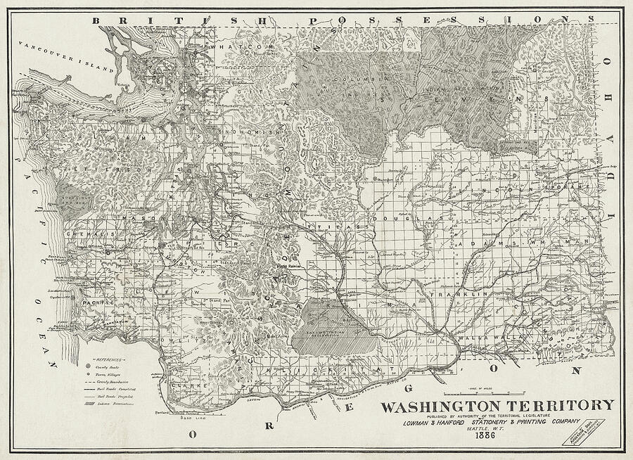 Vintage Map Washington State 1886 Photograph By Carol Japp 