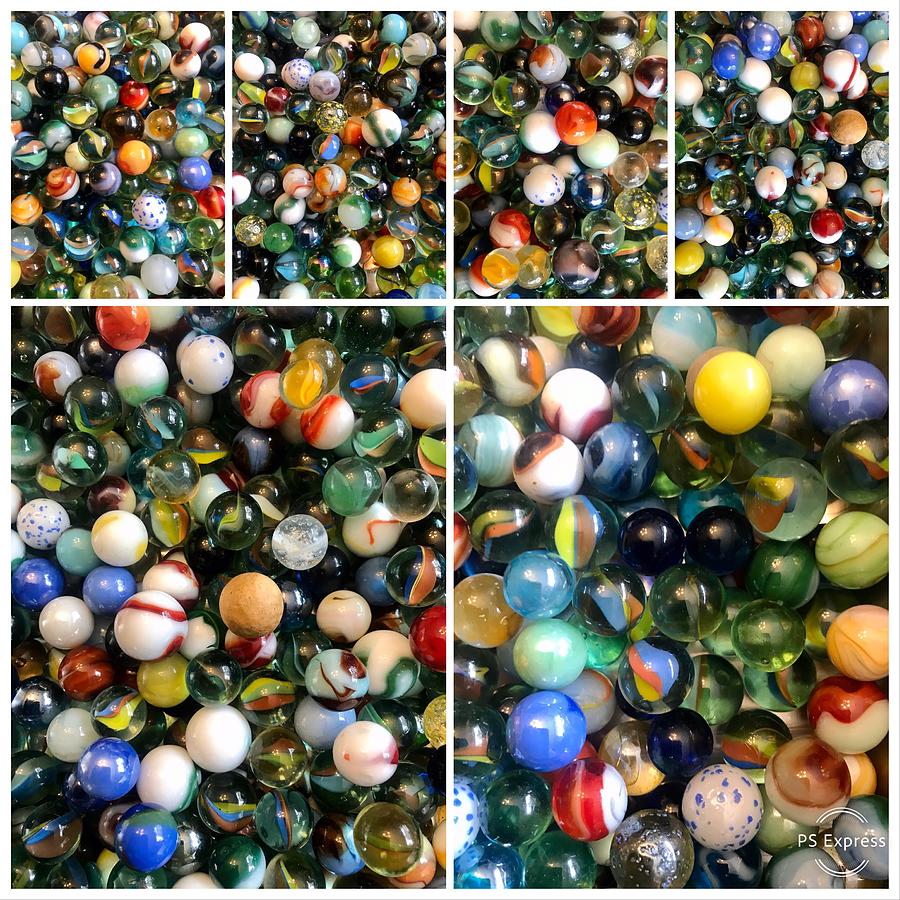 Vintage Marbles Collage  Photograph by Kathy Clark